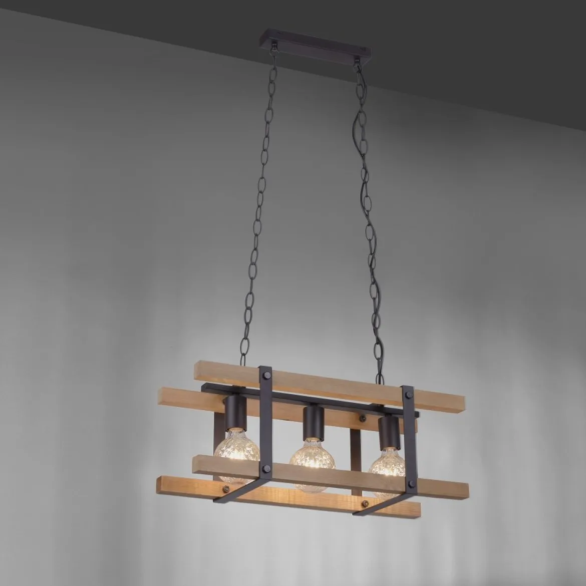 Leuchten Direkt 15683-79 Pendelleuchte Edith 3-flammig holz natur