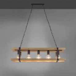 Leuchten Direkt 15685-79 Pendelleuchte Edith 5-flammig holz natur