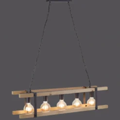 Leuchten Direkt 15685-79 Pendelleuchte Edith 5-flammig holz natur