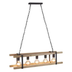 Leuchten Direkt 15685-79 Pendelleuchte Edith 5-flammig holz natur