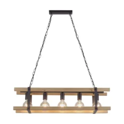 Leuchten Direkt 15685-79 Pendelleuchte Edith 5-flammig holz natur