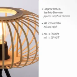 Leuchten Direkt 11435-79 RACOON Tischleuchte 1-flammig holzfarbig