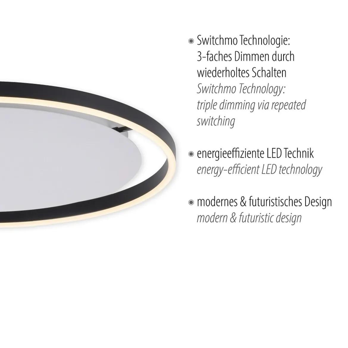 Leuchten Direkt 15392-13 RITUS LED Deckenleuchte Anthrazit rund 60cm