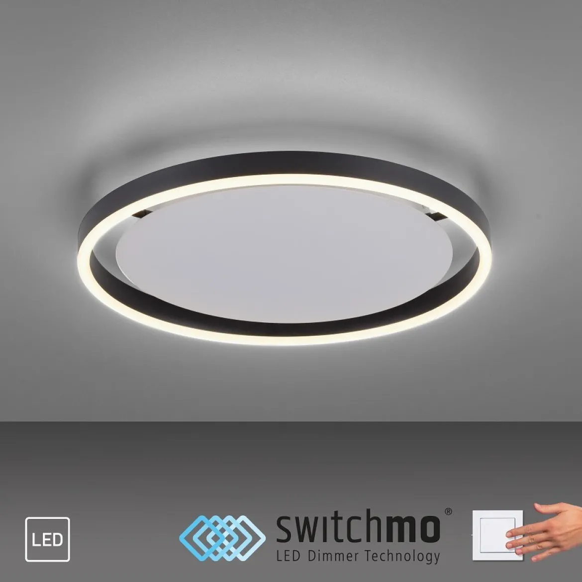Leuchten Direkt 15391-13 RITUS LED Deckenleuchte Anthrazit rund 40cm
