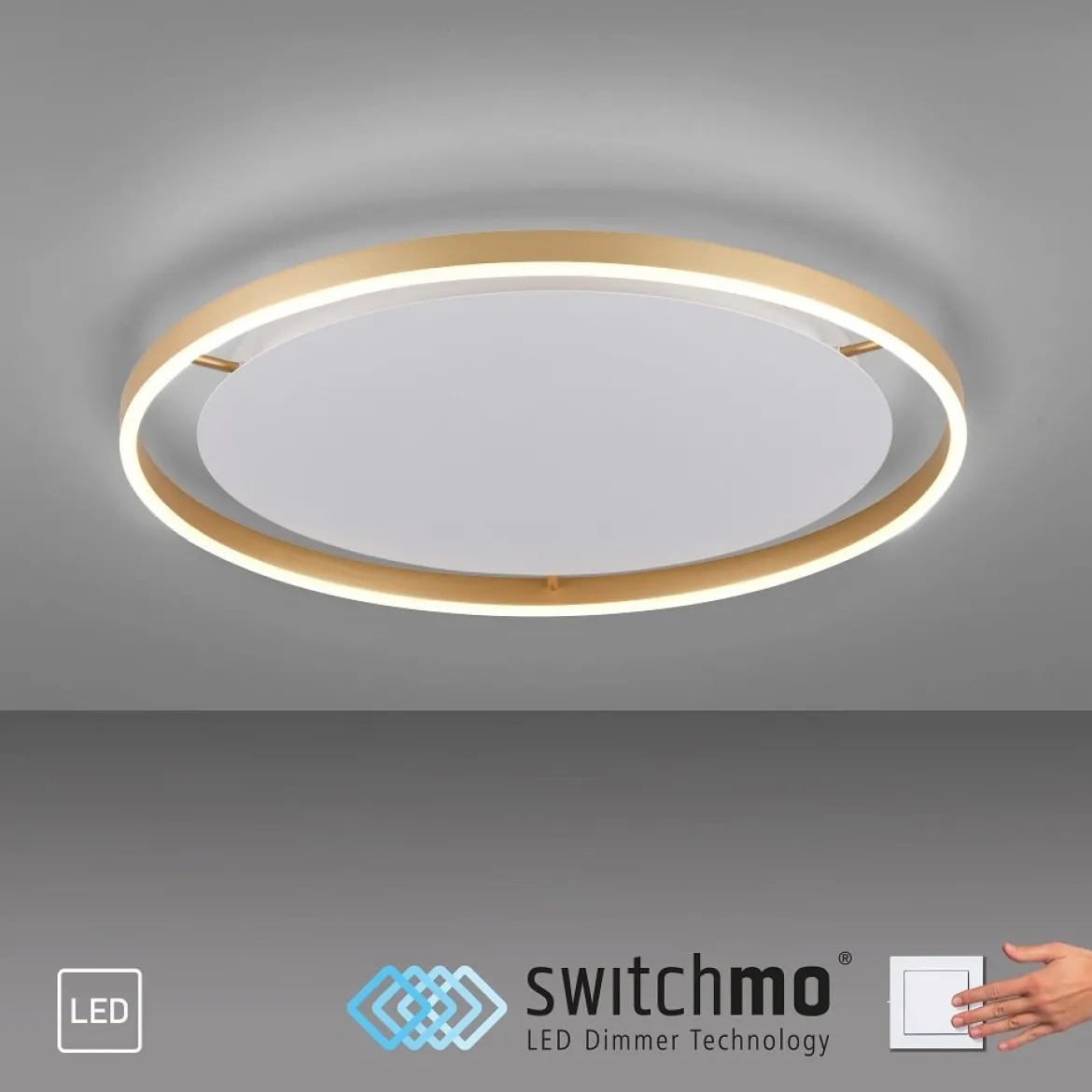Leuchten Direkt 15392-60 RITUS LED Deckenleuchte Messing Matt rund 60cm