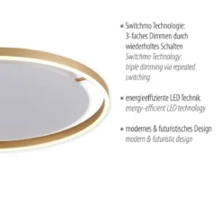 Leuchten Direkt 15392-60 RITUS LED Deckenleuchte Messing Matt rund 60cm