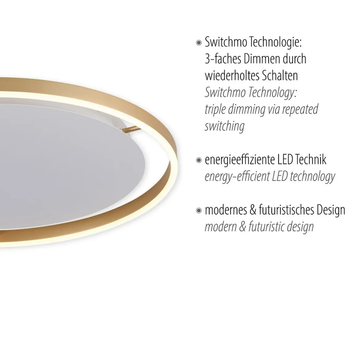 Leuchten Direkt 15392-60 RITUS LED Deckenleuchte Messing Matt rund 60cm