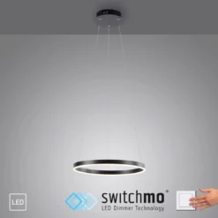 Leuchten Direkt 15393-13 RITUS LED Pendelleuchte Anthrazit rund 40cm dimmbar