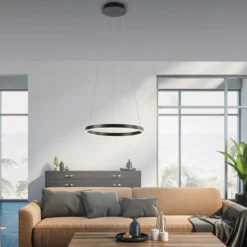 Leuchten Direkt 15393-13 RITUS LED Pendelleuchte Anthrazit rund 40cm dimmbar