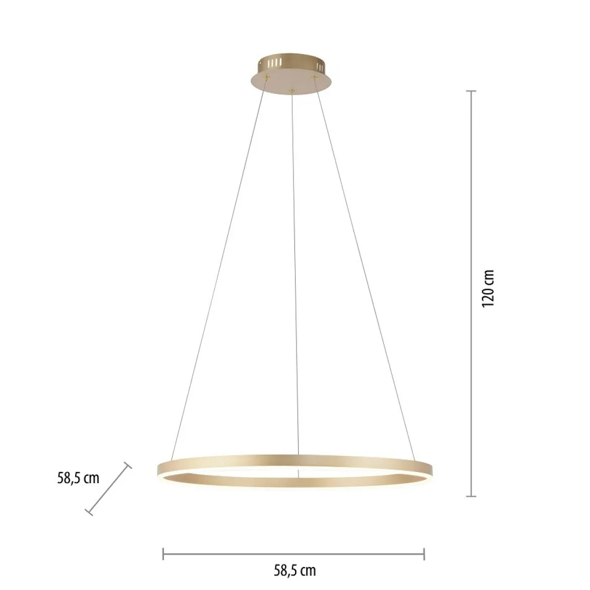 Leuchten Direkt 15394-60 RITUS LED Pendelleuchte Messing Matt rund 60cm dimmbar