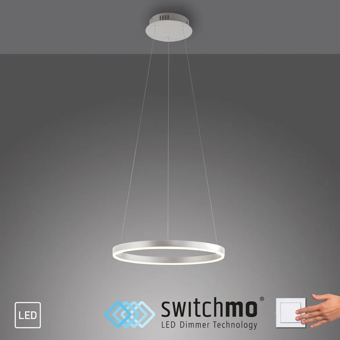 Leuchten Direkt 15393-95 RITUS LED Pendelleuchte Aluminium rund 40cm dimmbar