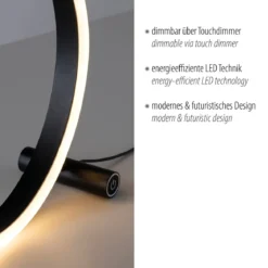 Leuchten Direkt 15390-13 RITUS LED Tischleuchte Anthrazit rund Touchdimmer