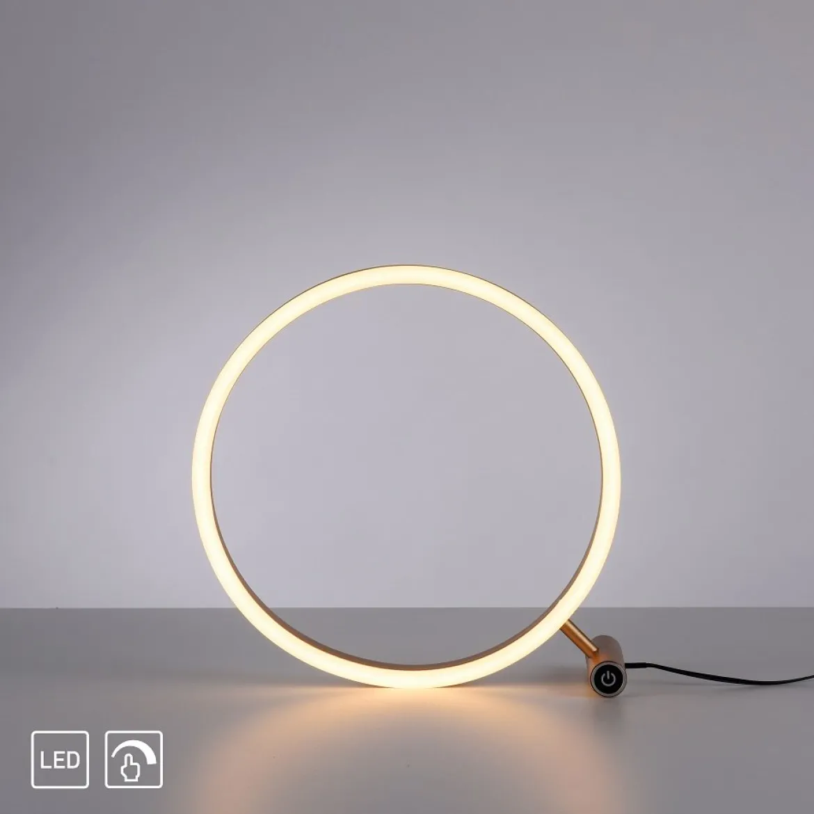 Leuchten Direkt 15390-60 RITUS LED Tischleuchte Messing Matt rund Touchdimmer