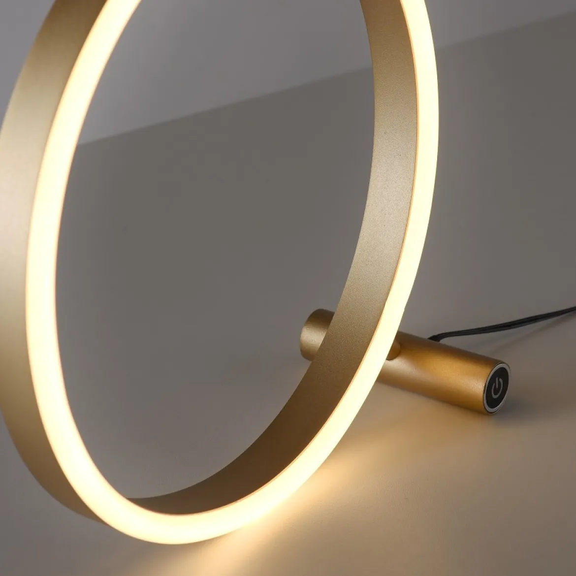 Leuchten Direkt 15390-60 RITUS LED Tischleuchte Messing Matt rund Touchdimmer