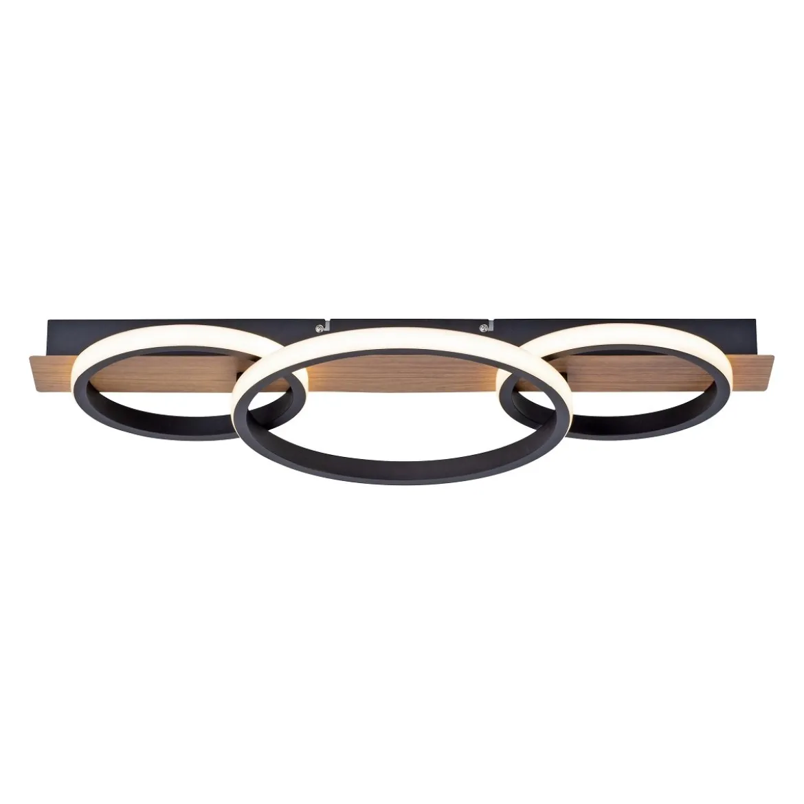 Leuchten Direkt 15616-78 TROOPER LED Deckenleuchte 3 Ringe mit Holzdekor