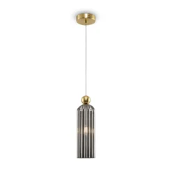 Maytoni Pendelleuchte Antic goldfarben rauchglas grau E14