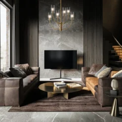 Maytoni Pendelleuchte Arco Classic 6-flammig messingfarben