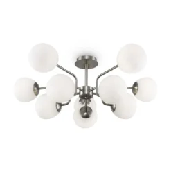 Maytoni Pendelleuchte Erich 10-flammig nickel Glas weiß matt