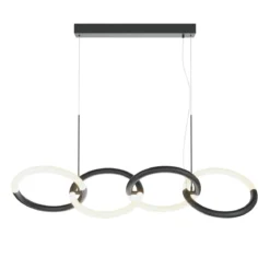 Maytoni Pendelleuchte Node schwarz 3000K 4 Ringe