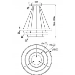 Maytoni Pendelleuchte Rim 3 Ringe schwarz 3000K 80cm