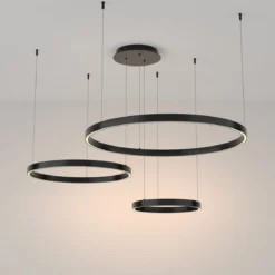 Maytoni Pendelleuchte Rim 3 Ringe schwarz 3000K 80cm