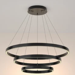 Maytoni Pendelleuchte Rim 3 Ringe schwarz 3000K 80cm