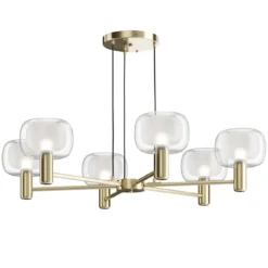 Maytoni Pendelleuchte Vision 6-flammig gold mit Glas
