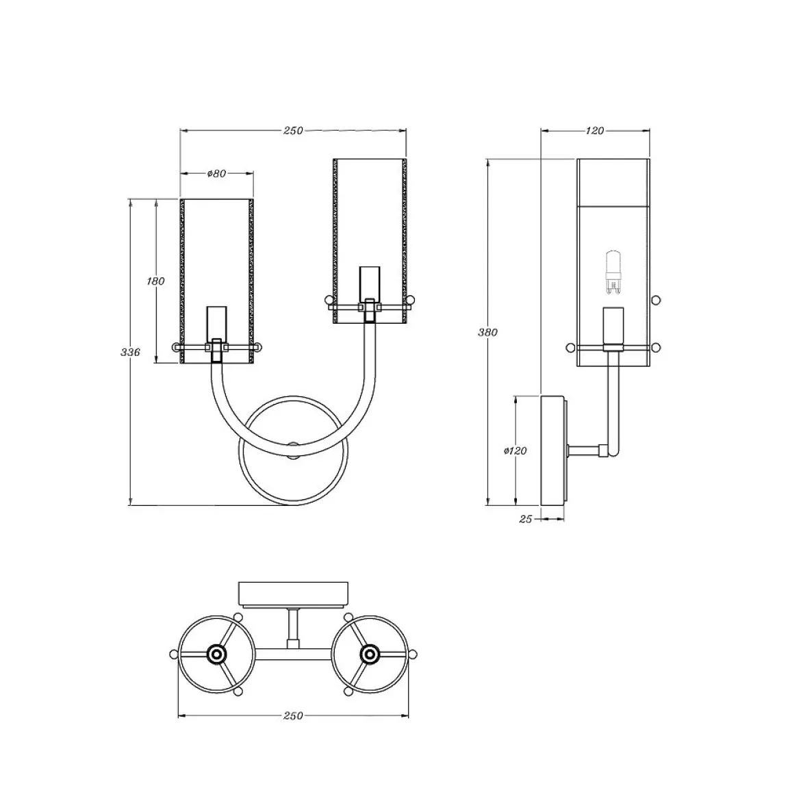 Maytoni Wandleuchte Arco 2-flammig messing