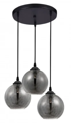 Nova Luce 8436402 ADELINA Pendelleuchte 3-flammig Schwarz Rauchgrau E27