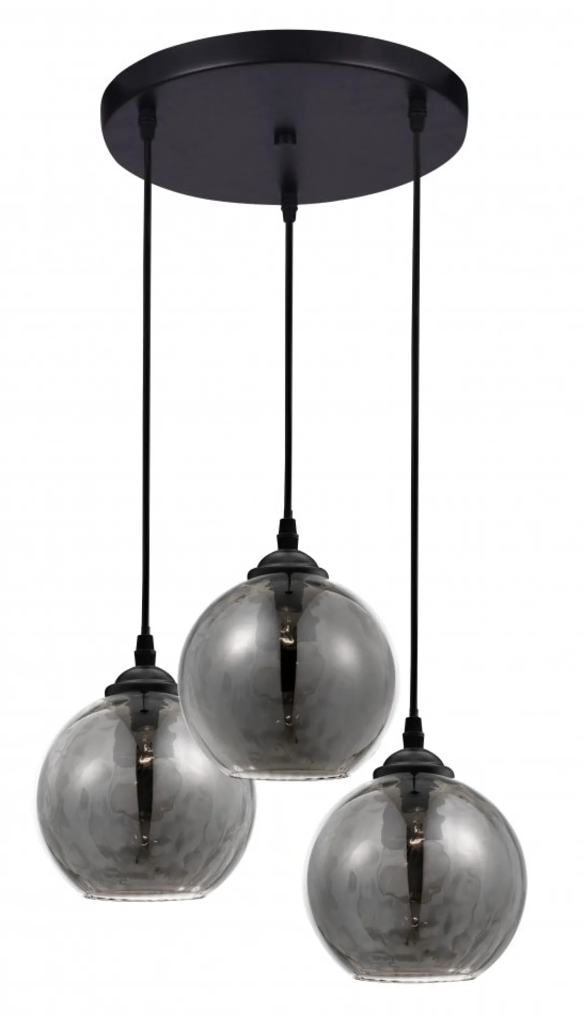Nova Luce 8436402 ADELINA Pendelleuchte 3-flammig Schwarz Rauchgrau E27