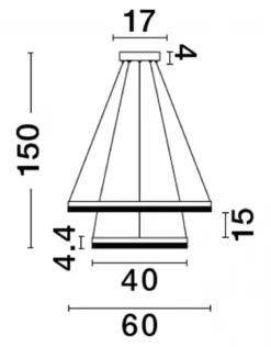 Nova Luce 9530230 ADRIA LED Pendelleuchte 2-flammig 60cm 3000K Messing Gold