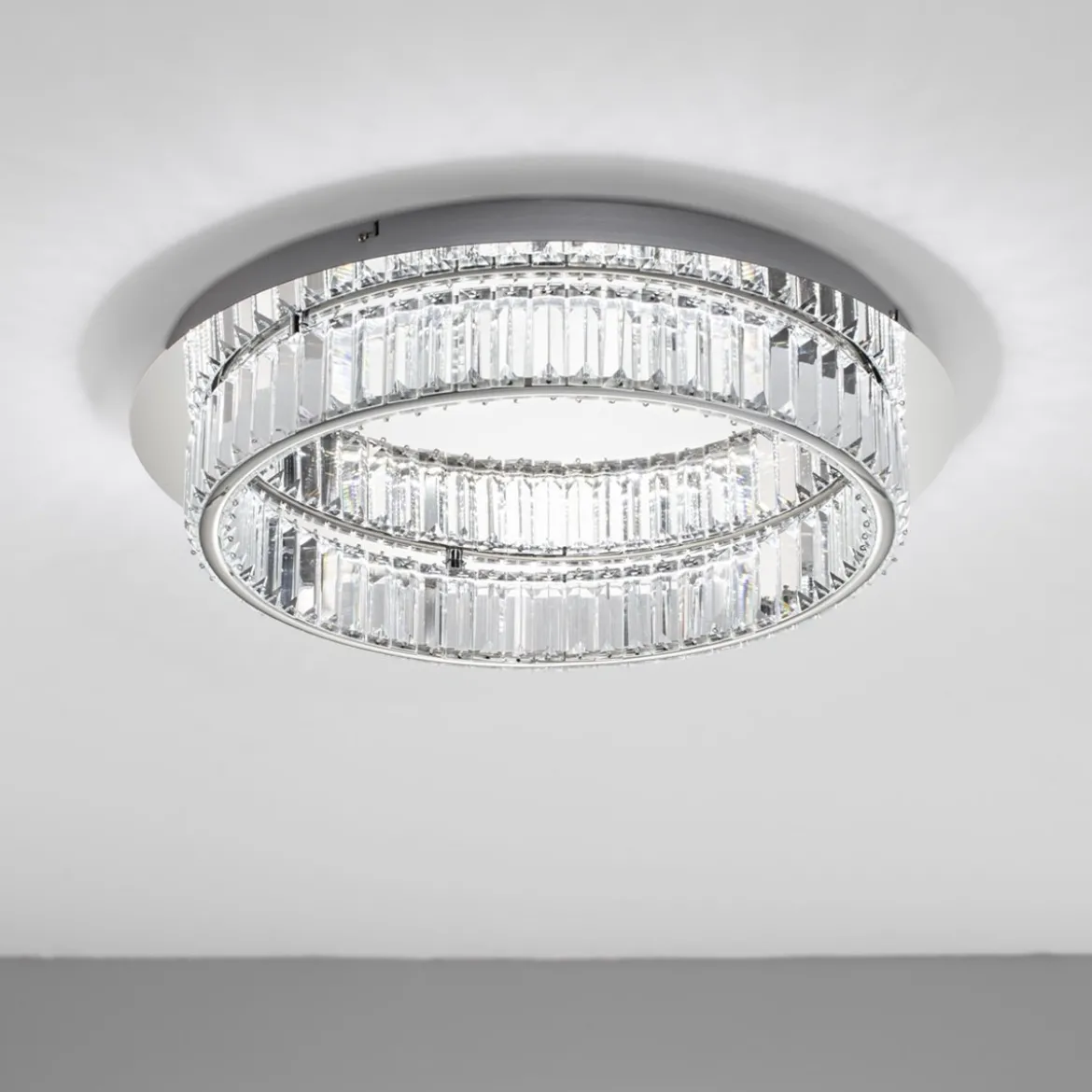 Nova Luce 9333072 AURELIA LED Deckenleuchte 60cm 3500K Chrom Kristall