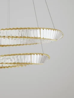 Nova Luce 9333063 AURELIA LED Pendelleuchte 2 Ringe 3500K Gold Kristall