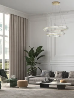 Nova Luce 9333063 AURELIA LED Pendelleuchte 2 Ringe 3500K Gold Kristall
