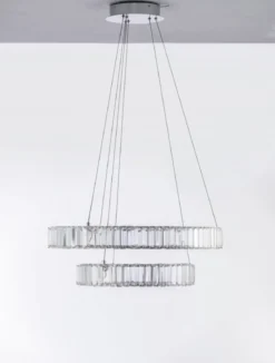 Nova Luce 9333068 AURELIA LED Pendelleuchte 2 Ringe 3500K Chrom Kristall