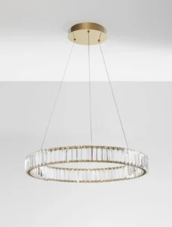 Nova Luce 9333075 AURELIA LED Pendelleuchte 60cm gerade 3500K Gold Kristall