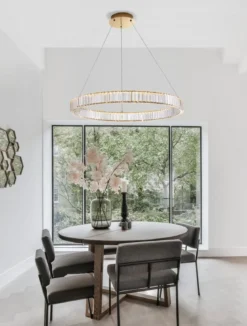 Nova Luce 9333076 AURELIA LED Pendelleuchte 80cm gerade 3500K Gold Kristall