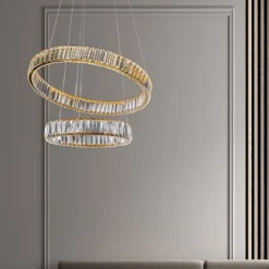 Nova Luce 9333077 AURELIA LED Pendelleuchte 2 Ringe gerade 3500K Gold Kristall