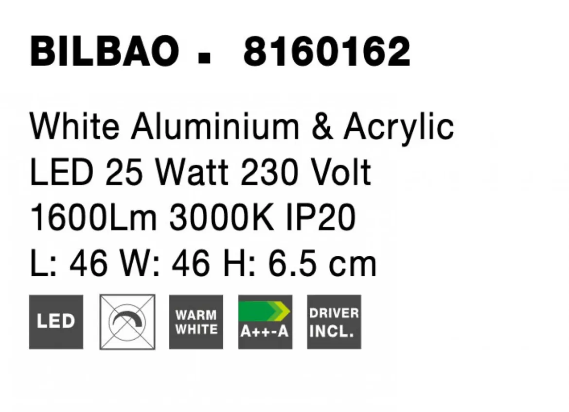 Nova Luce 8160162 BILBAO LED Deckenleuchte 2-flammig 3000K Weiss