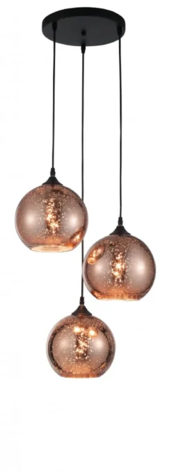 Nova Luce 8142681 BLAZE E27 Pendelleuchte 3-flammig Schwarz Kupfer