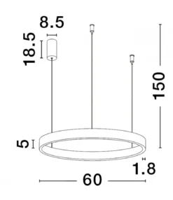 Nova Luce 9345662 ELOWEN LED Pendelleuchte 60cm 3000K Silber gebürstet dimmbar