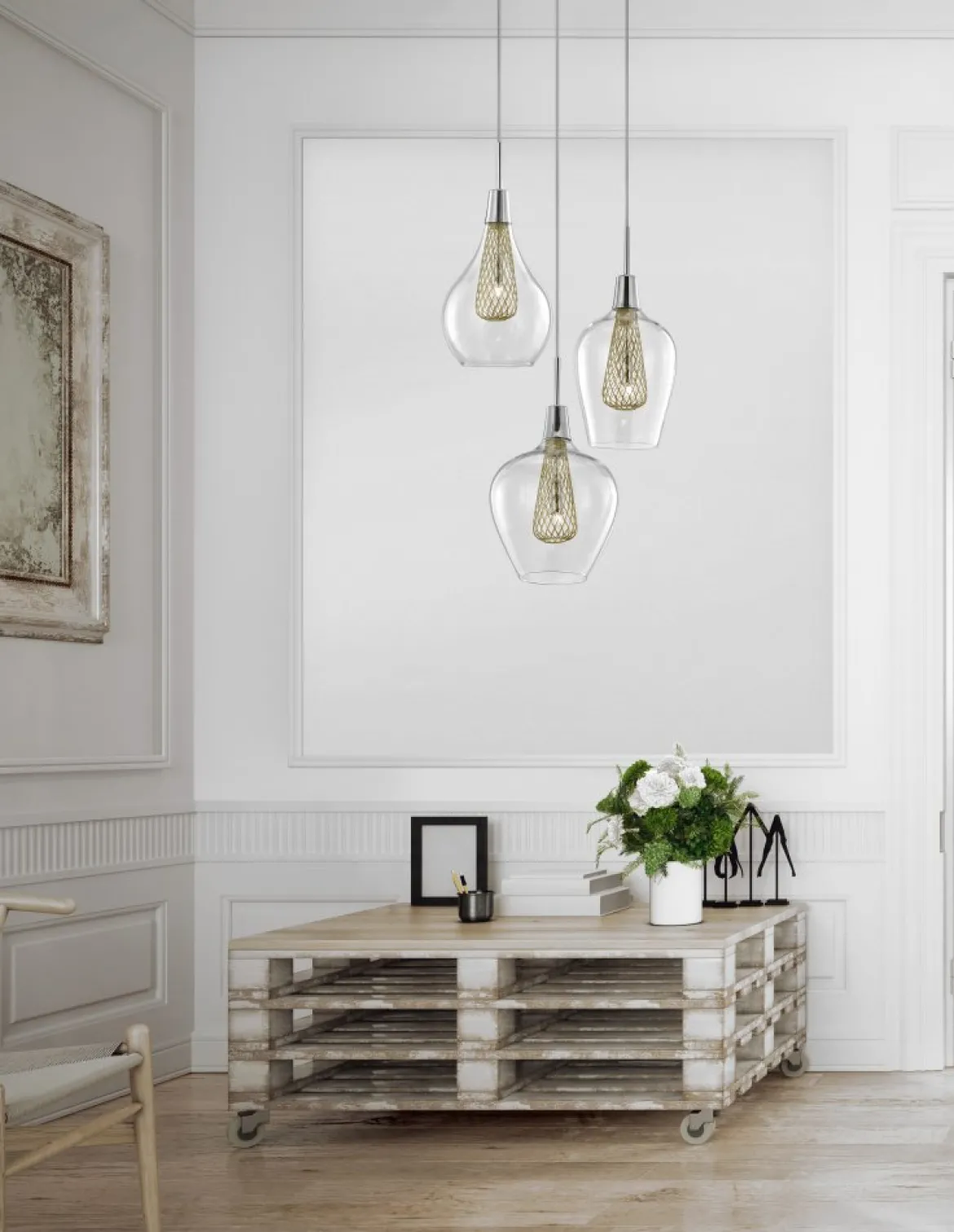 Nova Luce 1500202803 FILO G9 Pendelleuchte 3-flammig Gold Transparent Chrom