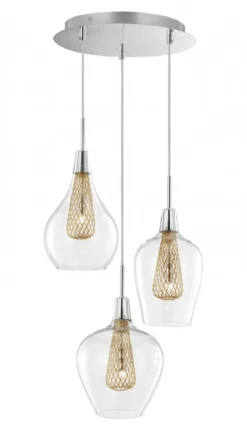 Nova Luce 1500202803 FILO G9 Pendelleuchte 3-flammig Gold Transparent Chrom