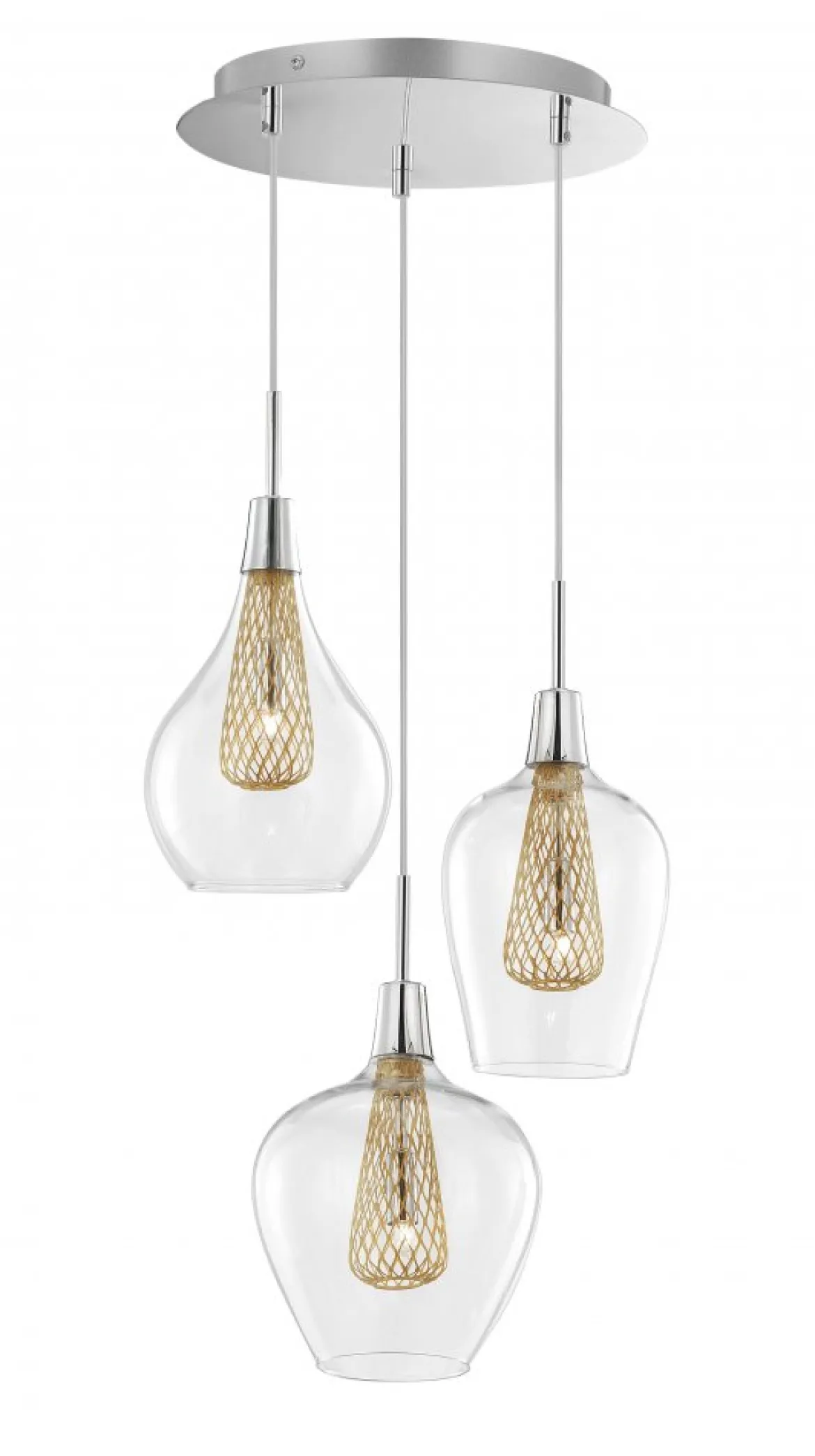 Nova Luce 1500202803 FILO G9 Pendelleuchte 3-flammig Gold Transparent Chrom