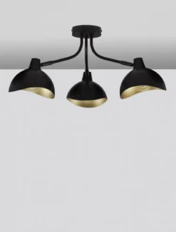 Nova Luce 9555807 GETI Deckenleuchte mit Leuchtenarm 3-flammig Schwarz Gold E14