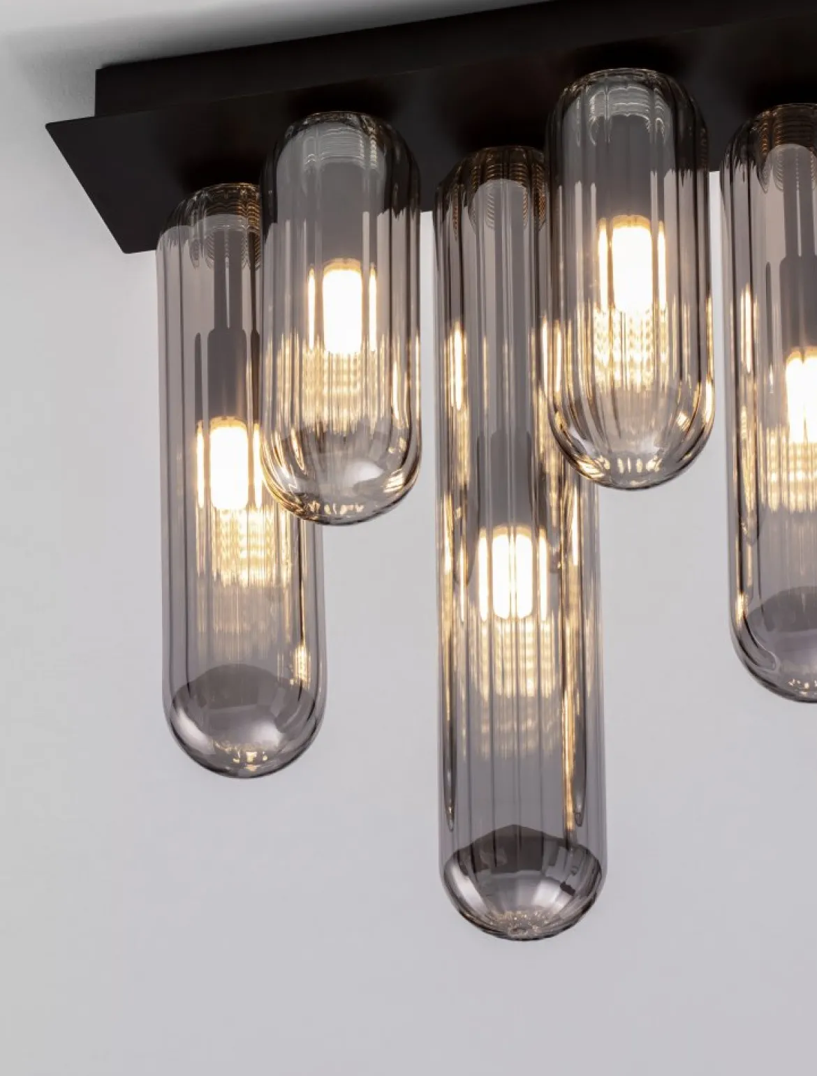 Nova Luce 9028854 GUSTAVE Deckenleuchte 6-flammig Schwarz Rauchgrau G9