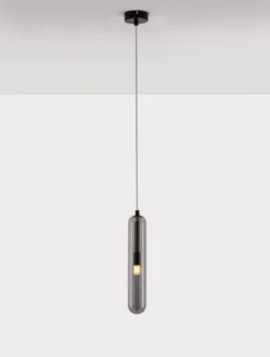 Nova Luce 9028851 GUSTAVE Pendelleuchte 1-flammig Schwarz Rauchgrau G9