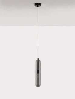 Nova Luce 9028851 GUSTAVE Pendelleuchte 1-flammig Schwarz Rauchgrau G9
