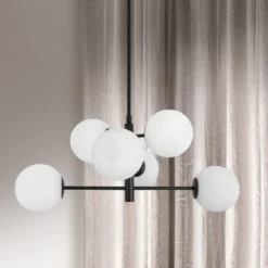 Nova Luce 9100361 IMPERO Pendelleuchte 6-flammig Schwarz Weiss E14
