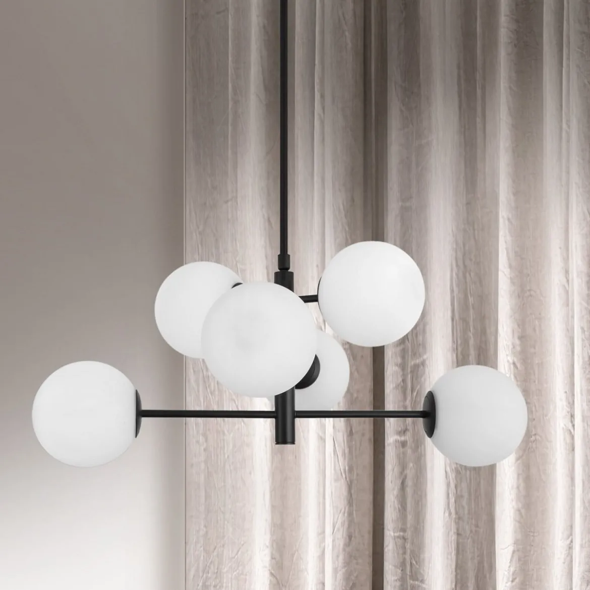 Nova Luce 9100361 IMPERO Pendelleuchte 6-flammig Schwarz Weiss E14
